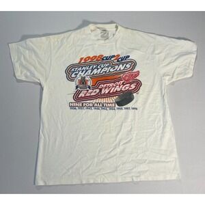Vtg 90s Detroit Red Wings NHL 1998 Cup 2 Cup Stanley Cup Champions T Shirt Sz XL